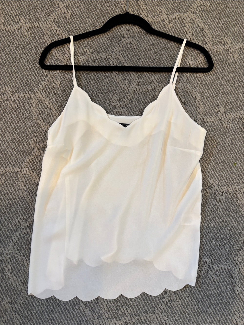 Halogen White Scallop-Trim Spaghetti Strap Cami